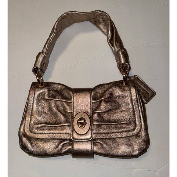 Coach Madeline Metallic Rose Vintage Coach Shoulder Purse 6X10 - Picture 3 of 16